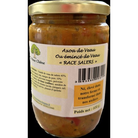 Axoa de veau ou émincé de veau cuisiné Race SALERS